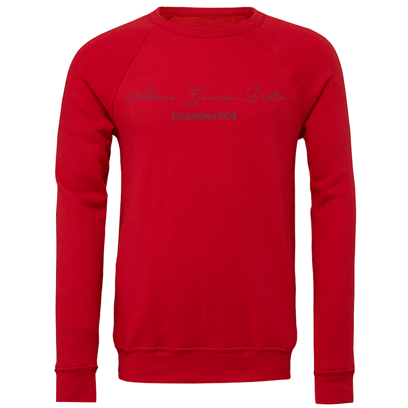 Alpha Gamma Delta Embroidered Scripted Name Crewneck Sweatshirts