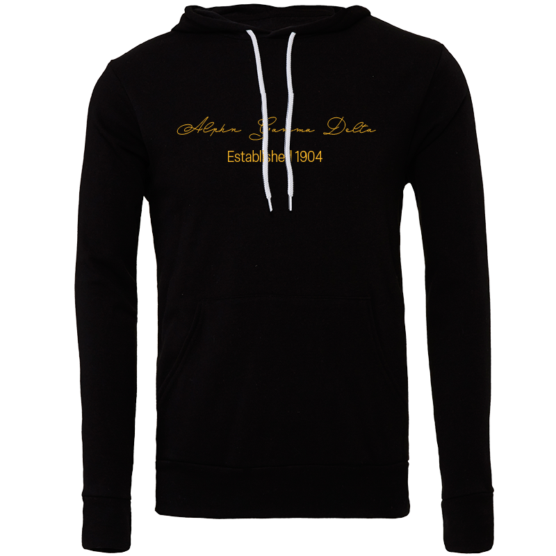 Alpha Gamma Delta Embroidered Scripted Name Hooded Sweatshirts