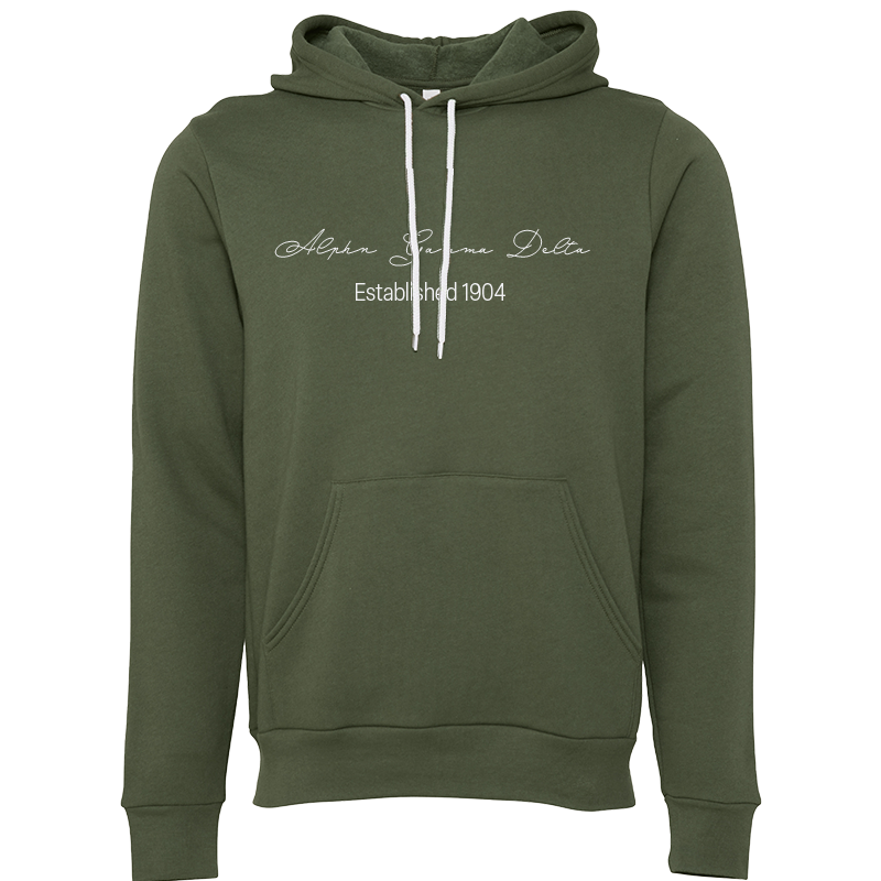 Alpha Gamma Delta Embroidered Scripted Name Hooded Sweatshirts