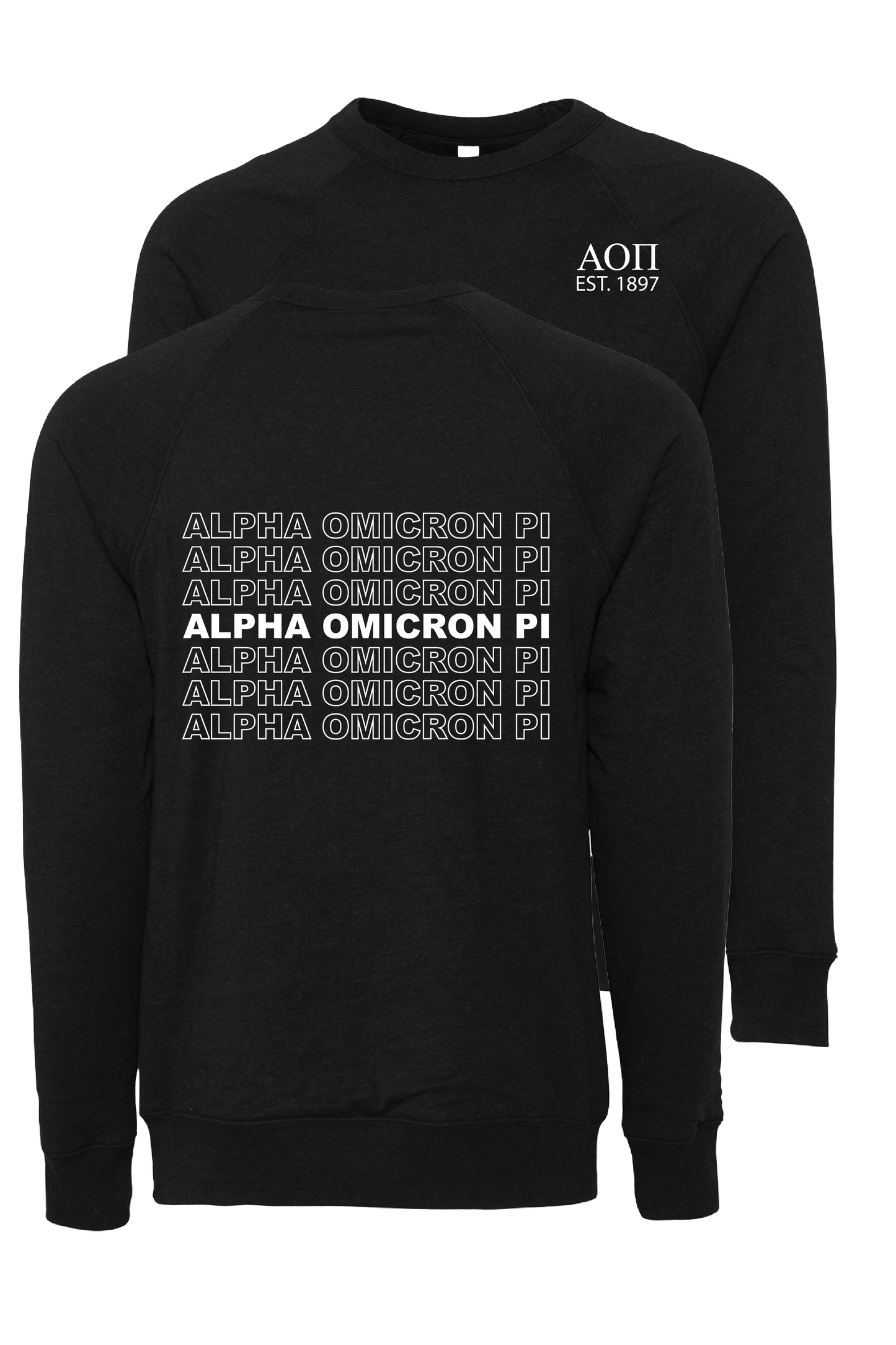 Alpha Omicron Pi Repeating Name Crewneck Sweatshirts