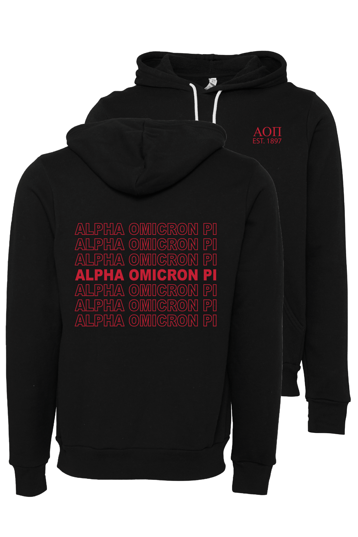 Alpha Omicron Pi Repeating Name Hooded Sweatshirts