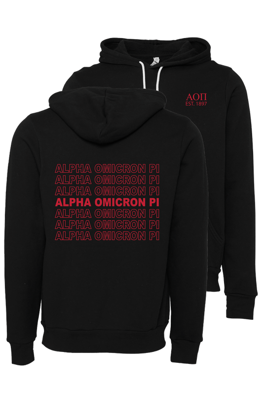 Alpha Omicron Pi Repeating Name Hooded Sweatshirts