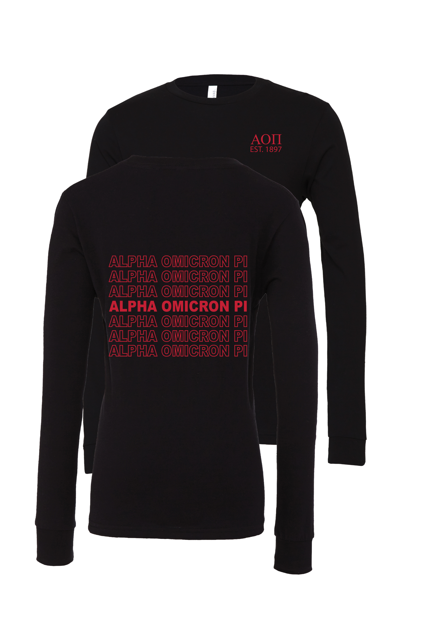 Alpha Omicron Pi Repeating Name Long Sleeve T-Shirts