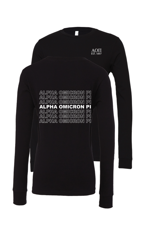 Alpha Omicron Pi Repeating Name Long Sleeve T-Shirts