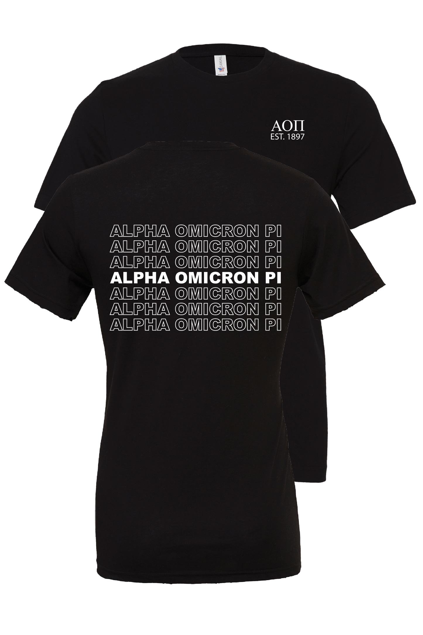 Alpha Omicron Pi Repeating Name Short Sleeve T-Shirts