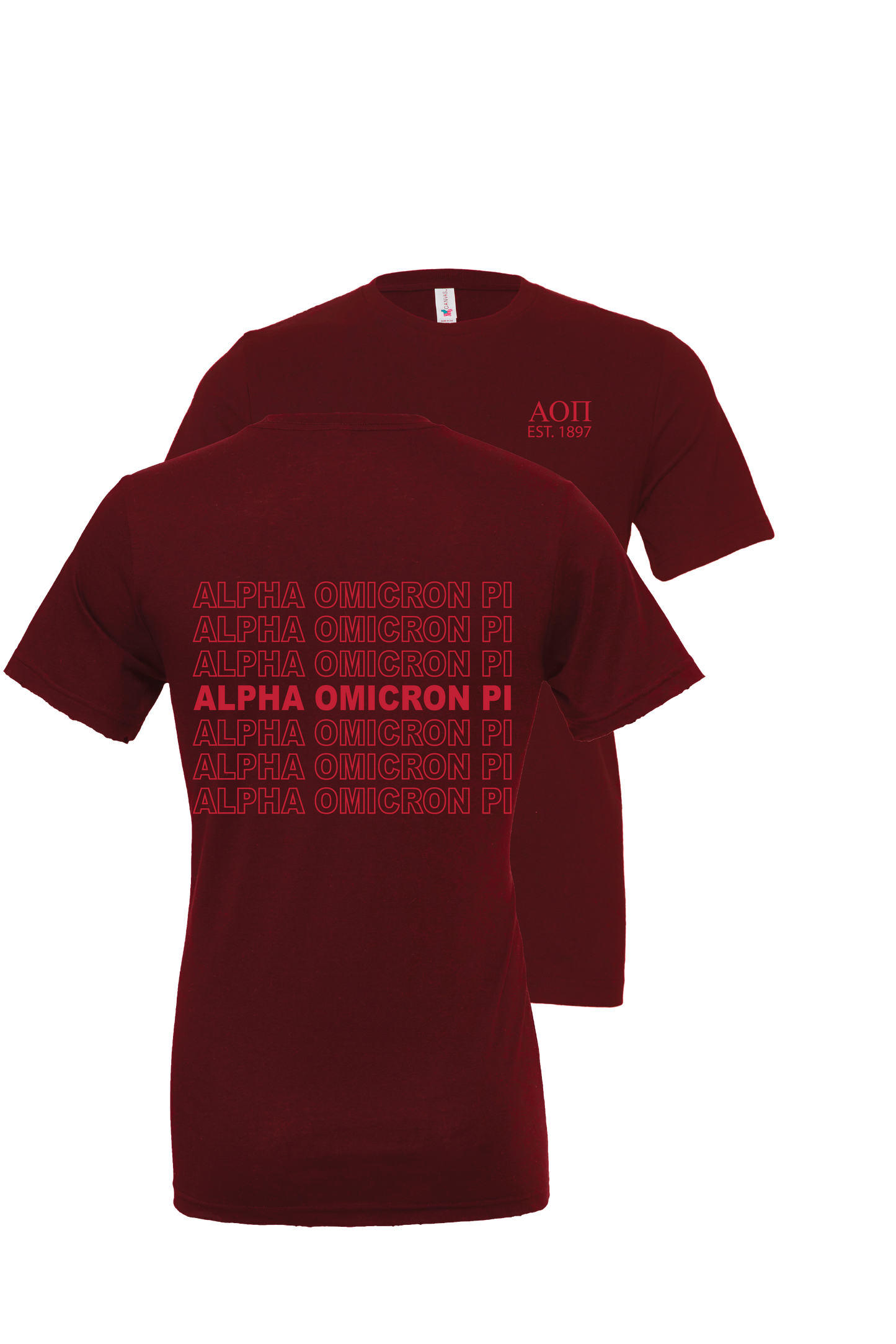 Alpha Omicron Pi Repeating Name Short Sleeve T-Shirts