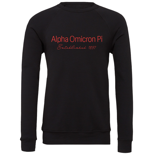 Alpha Omicron Pi Embroidered Printed Name Crewneck Sweatshirts