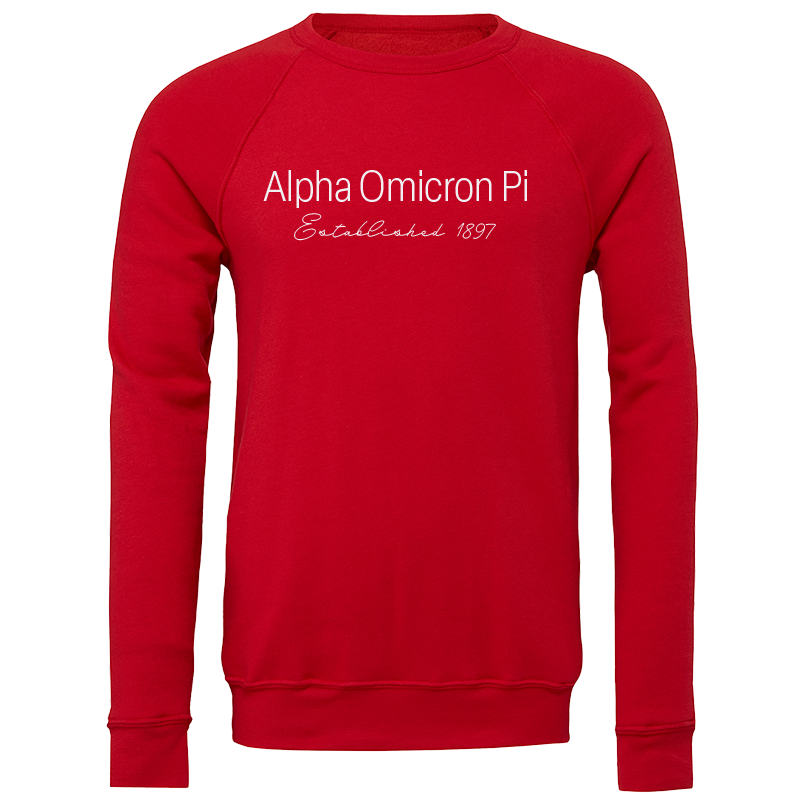 Alpha Omicron Pi Embroidered Printed Name Crewneck Sweatshirts
