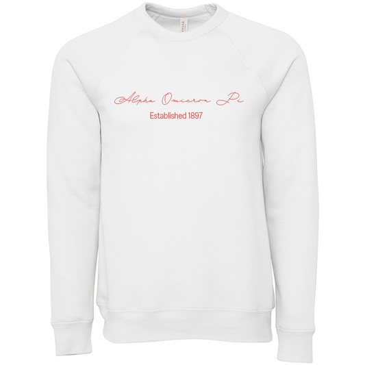 Alpha Omicron Pi Embroidered Scripted Name Crewneck Sweatshirts