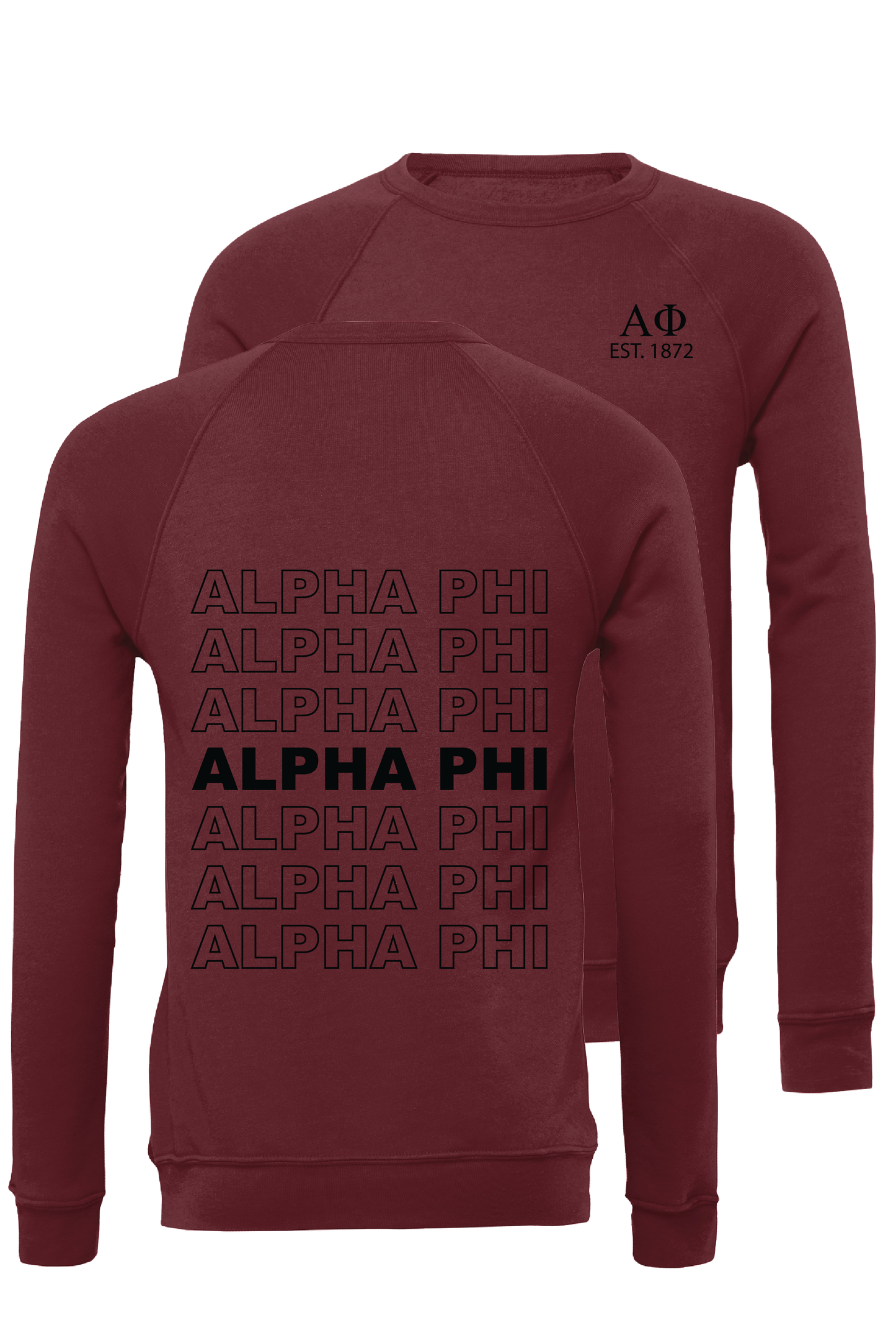 Alpha Phi Repeating Name Crewneck Sweatshirts