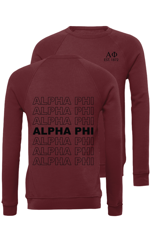 Alpha Phi Repeating Name Crewneck Sweatshirts