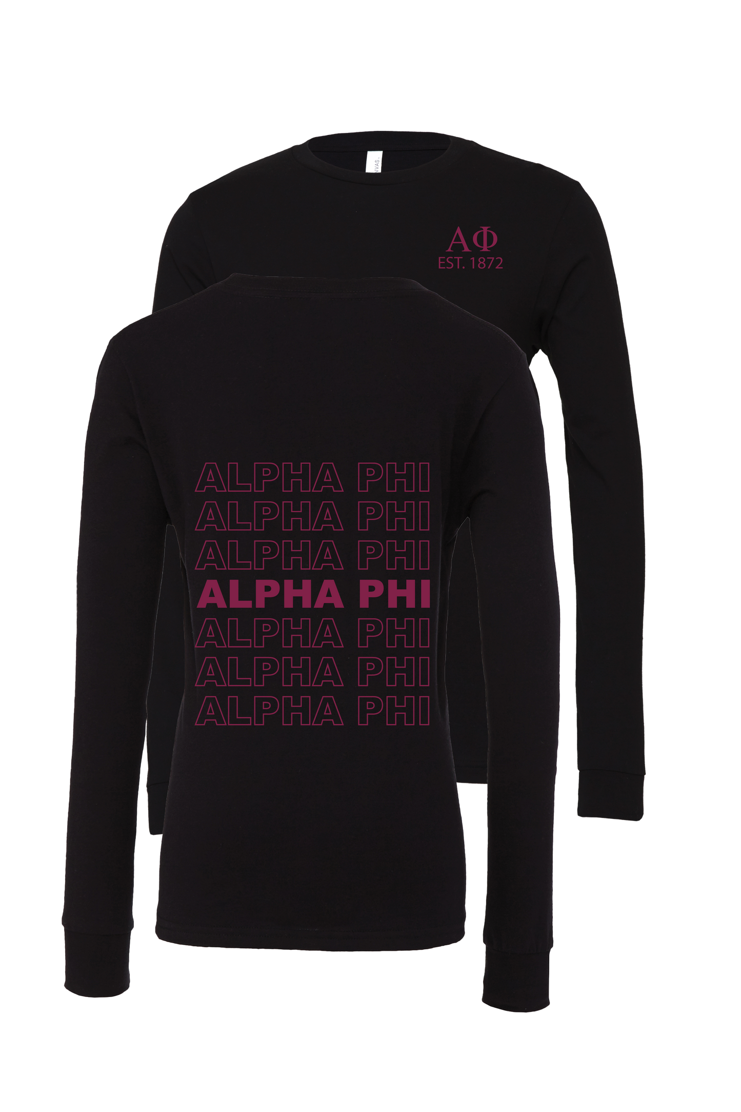 Alpha Phi Repeating Name Long Sleeve T-Shirts