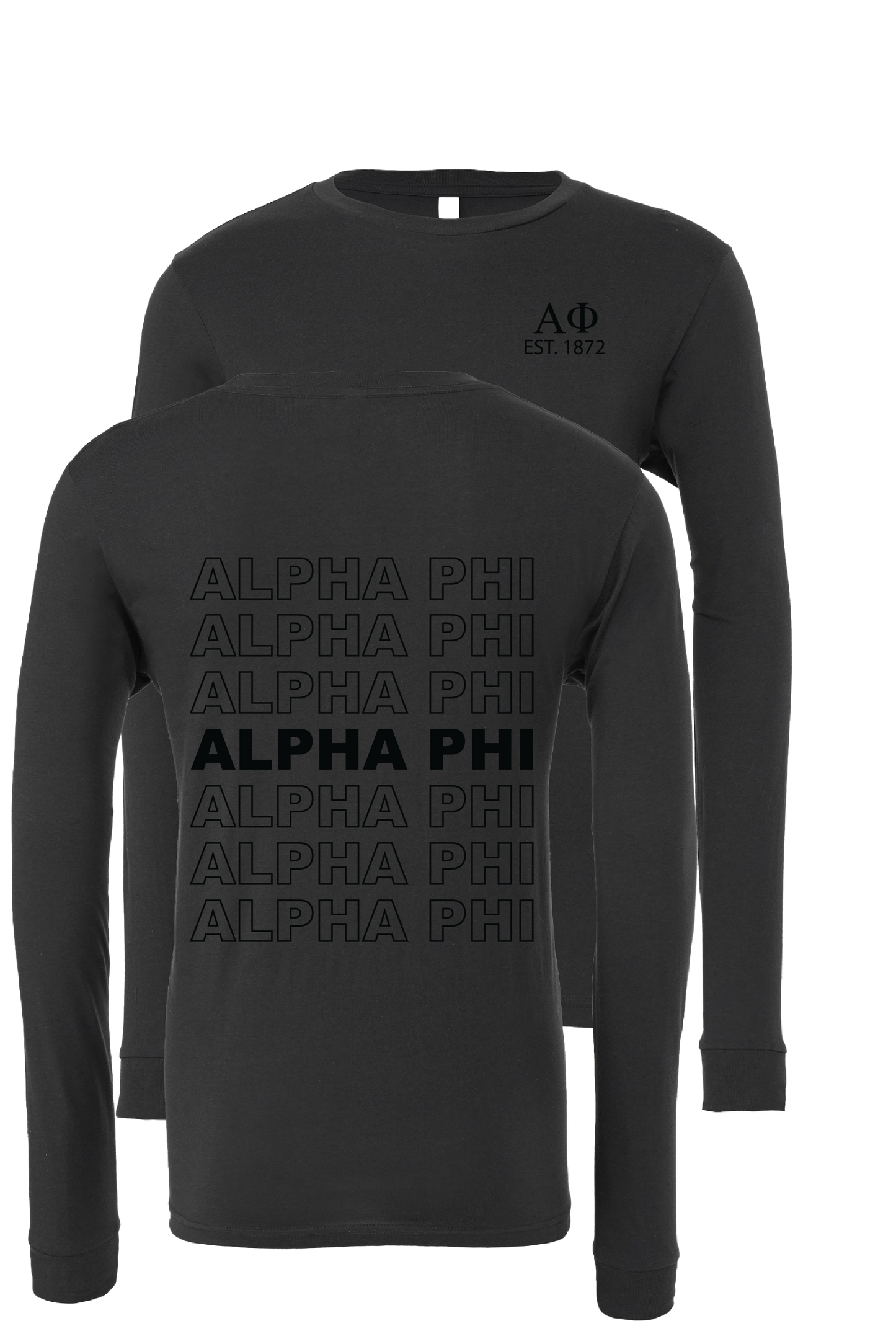 Alpha Phi Repeating Name Long Sleeve T-Shirts