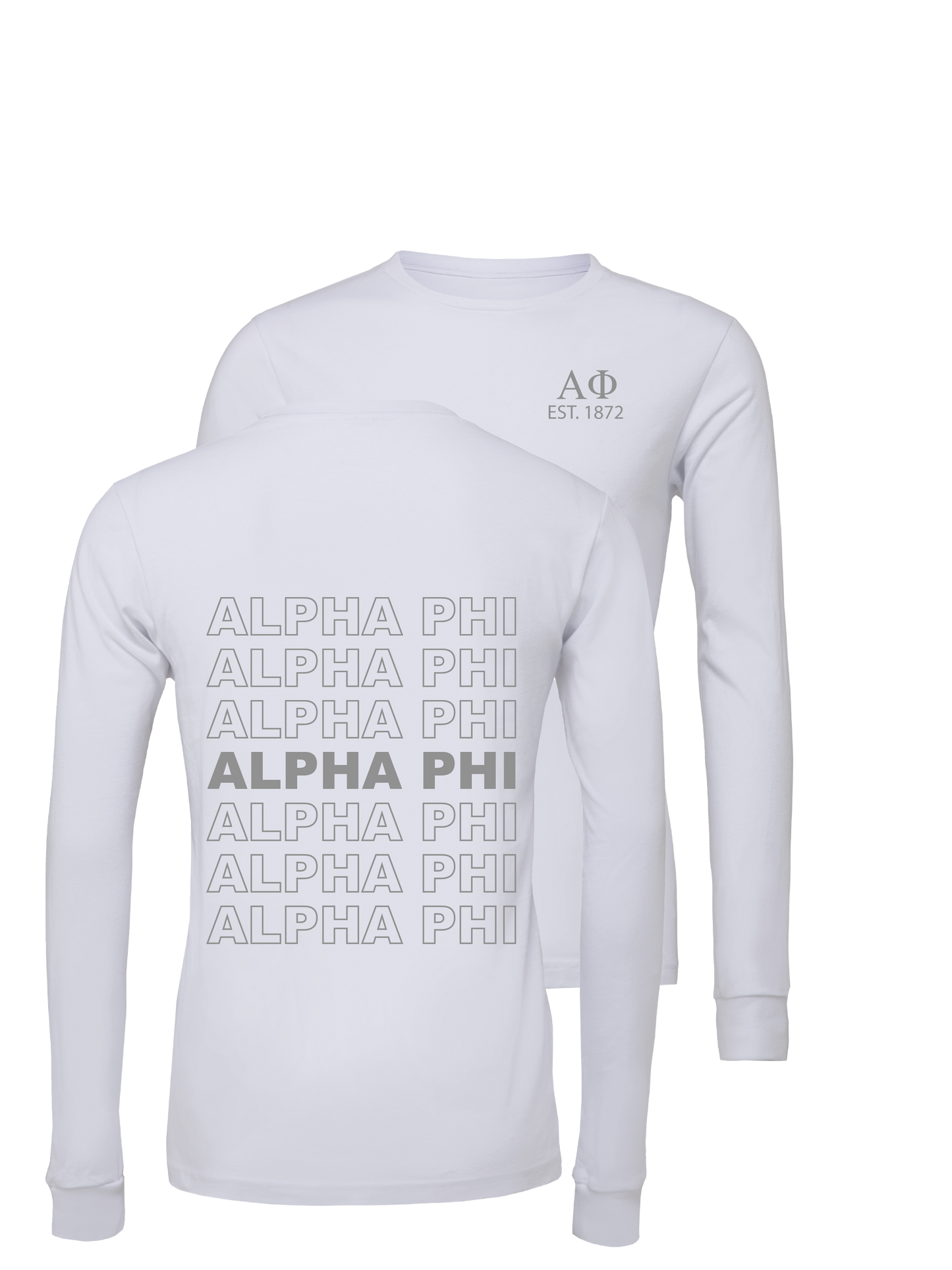 Alpha Phi Repeating Name Long Sleeve T-Shirts