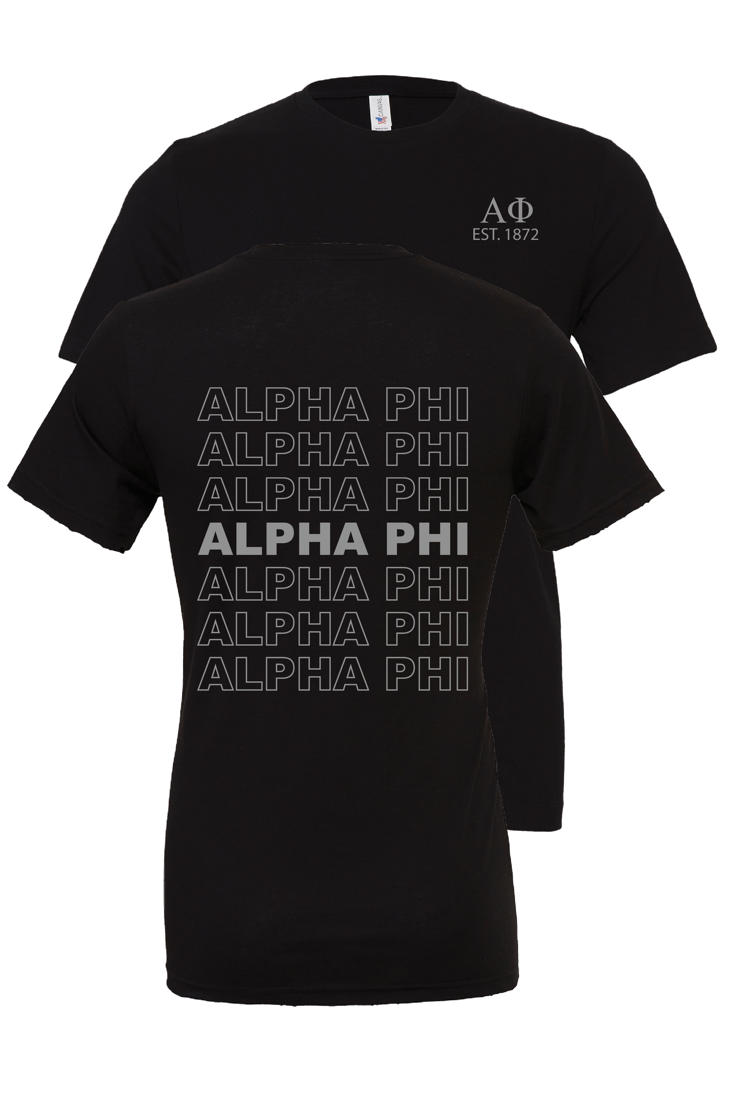 Alpha Phi Repeating Name Short Sleeve T-Shirts