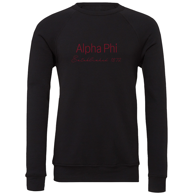 Alpha Phi Embroidered Printed Name Crewneck Sweatshirts