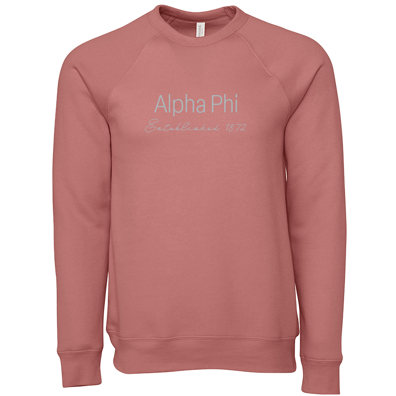 Alpha Phi Embroidered Printed Name Crewneck Sweatshirts