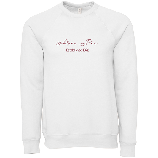 Alpha Phi Embroidered Scripted Name Crewneck Sweatshirts