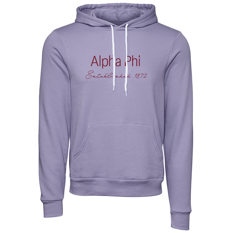 Alpha Phi Embroidered Printed Name Hooded Sweatshirts