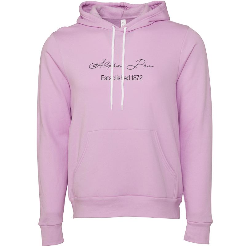 Alpha Phi Embroidered Scripted Name Hooded Sweatshirts