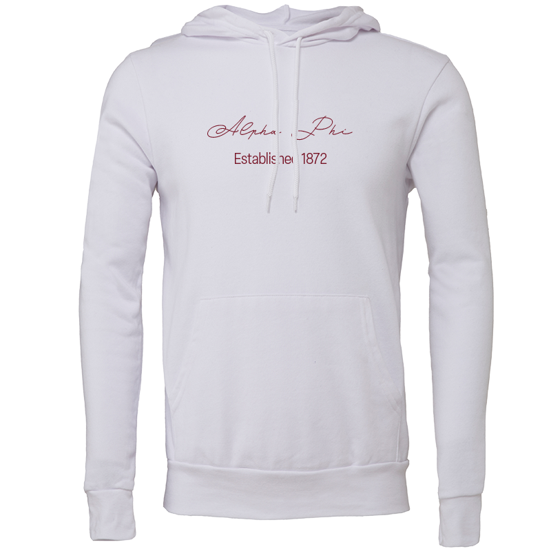 Alpha Phi Embroidered Scripted Name Hooded Sweatshirts