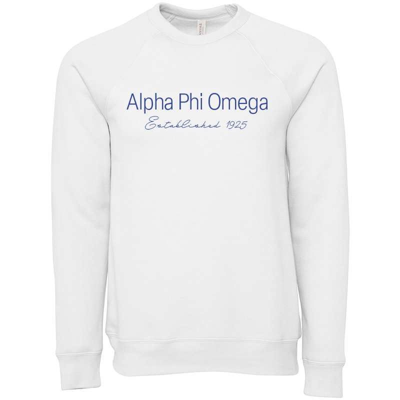 Alpha Phi Omega Embroidered Printed Name Crewneck Sweatshirts