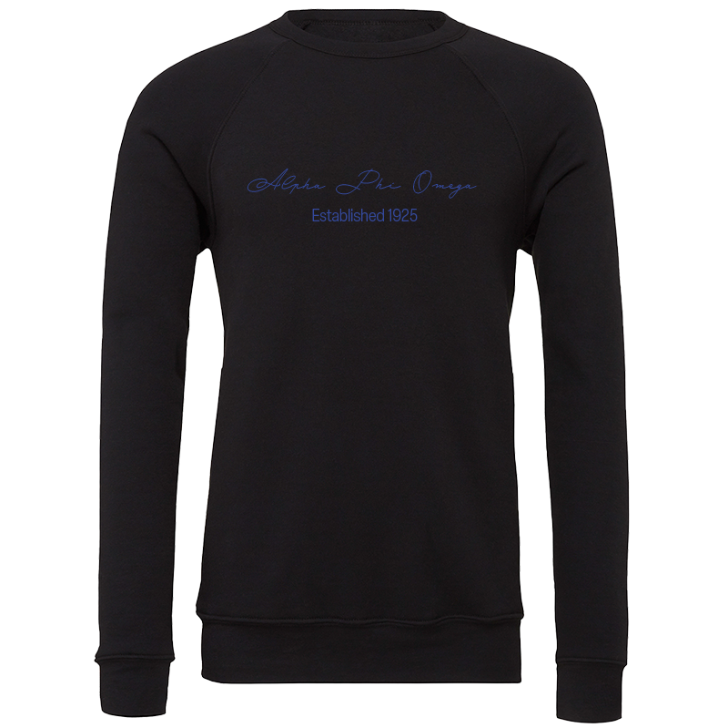 Alpha Phi Omega Embroidered Scripted Name Crewneck Sweatshirts