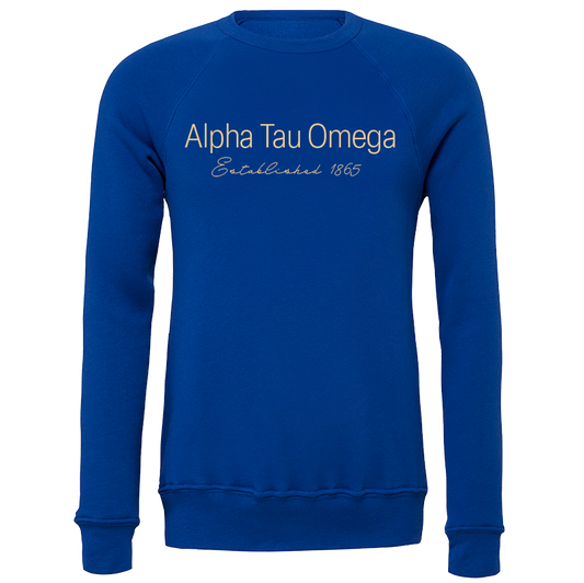 Alpha Tau Omega Embroidered Printed Name Crewneck Sweatshirts