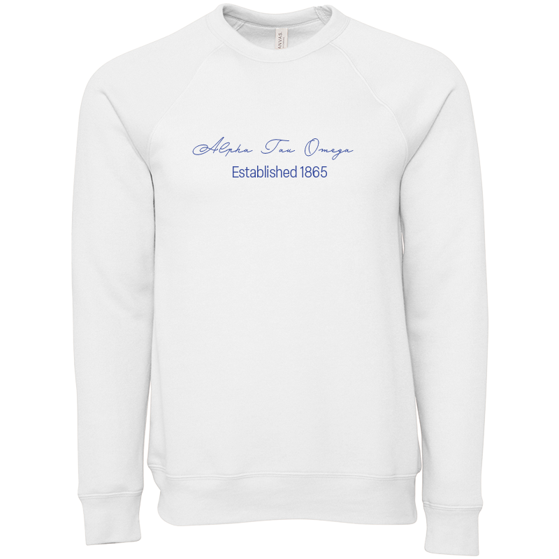 Alpha Tau Omega Embroidered Scripted Name Crewneck Sweatshirts
