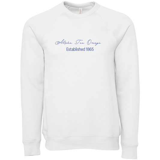 Alpha Tau Omega Embroidered Scripted Name Crewneck Sweatshirts