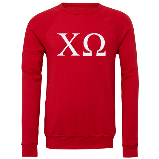 Chi Omega Embroidered Lettered Crewneck Sweatshirts