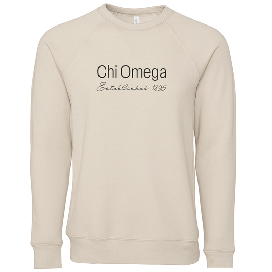 Chi Omega Embroidered Printed Name Crewneck Sweatshirts