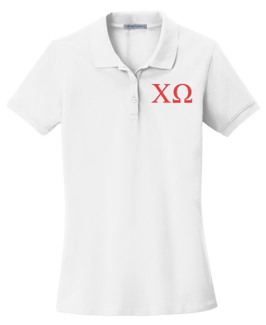 Chi Omega Ladies' Embroidered Polo Shirt