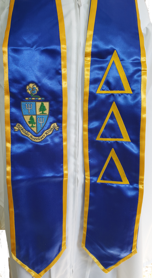 Delta Delta Delta Graduation Stole Embroidered
