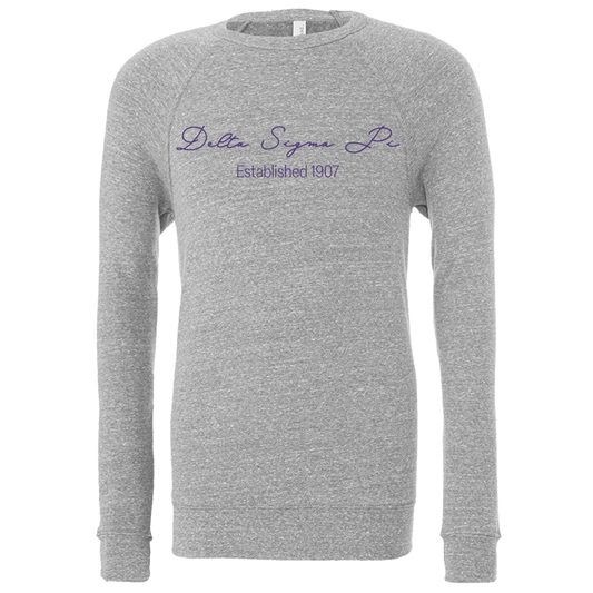 Delta Sigma Pi Embroidered Scripted Name Crewneck Sweatshirts