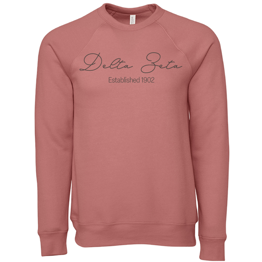 Delta Zeta Embroidered Scripted Name Crewneck Sweatshirts