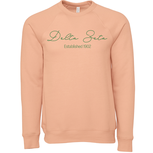 Delta Zeta Embroidered Scripted Name Crewneck Sweatshirts