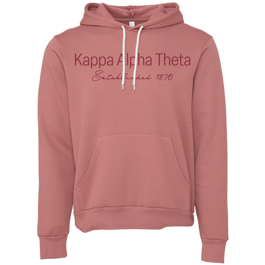 Kappa Alpha Theta Embroidered Printed Name Hooded Sweatshirts