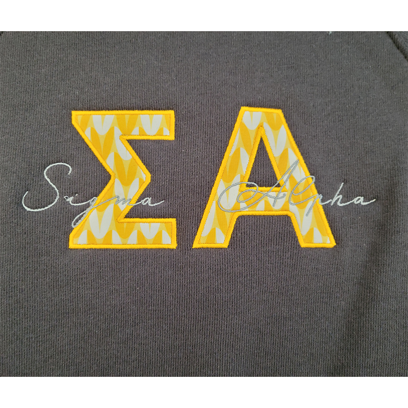 Sigma Alpha Applique Letters Crewneck Sweatshirt