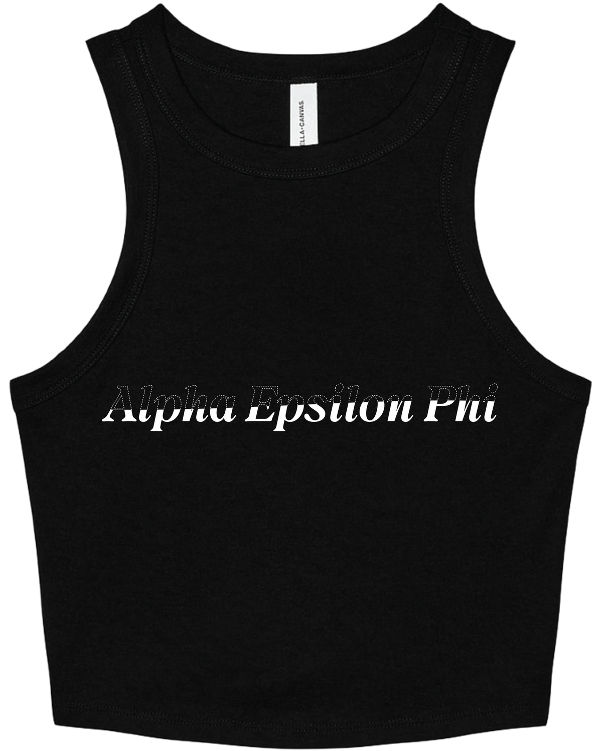 Alpha Epsilon Phi Stitched Outline Cropped Tanks