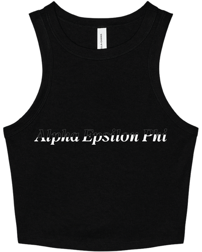 Alpha Epsilon Phi Stitched Outline Cropped Tanks