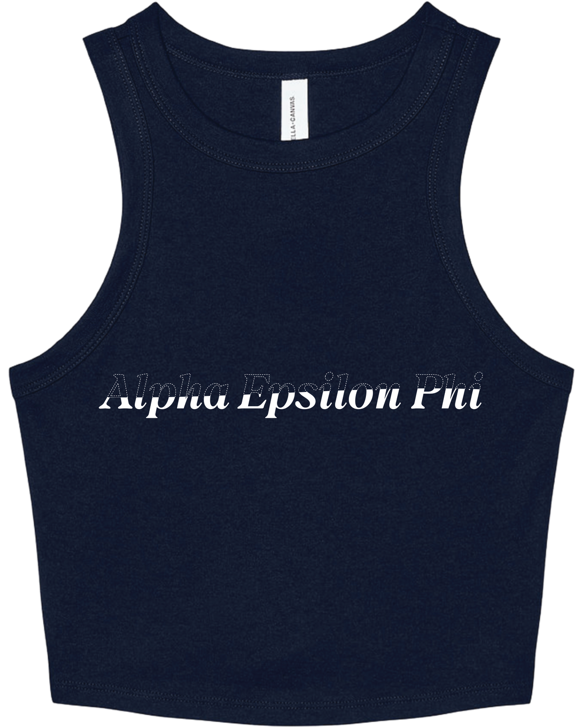 Alpha Epsilon Phi Stitched Outline Cropped Tanks