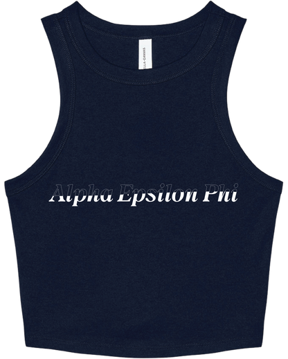 Alpha Epsilon Phi Stitched Outline Cropped Tanks