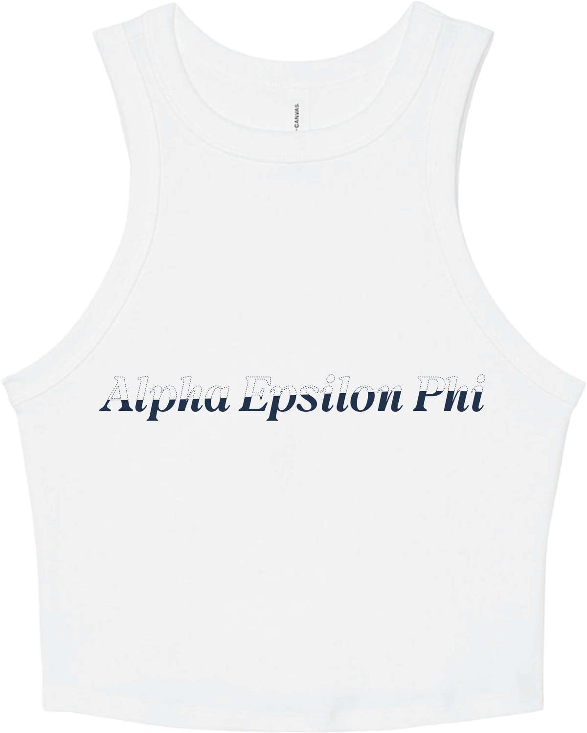 Alpha Epsilon Phi Stitched Outline Cropped Tanks