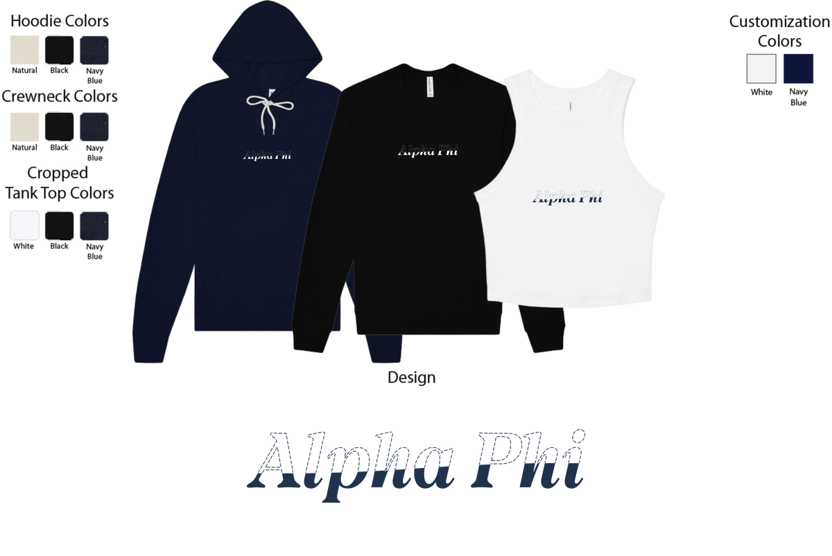 Alpha Phi Stitched Outline Hoodies