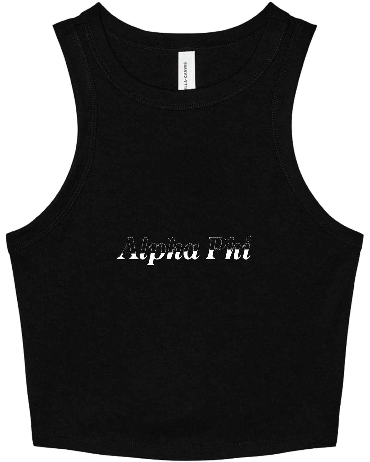 Alpha Phi Stitched Outline Cropped Tanks