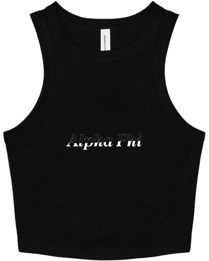 Alpha Phi Stitched Outline Cropped Tanks