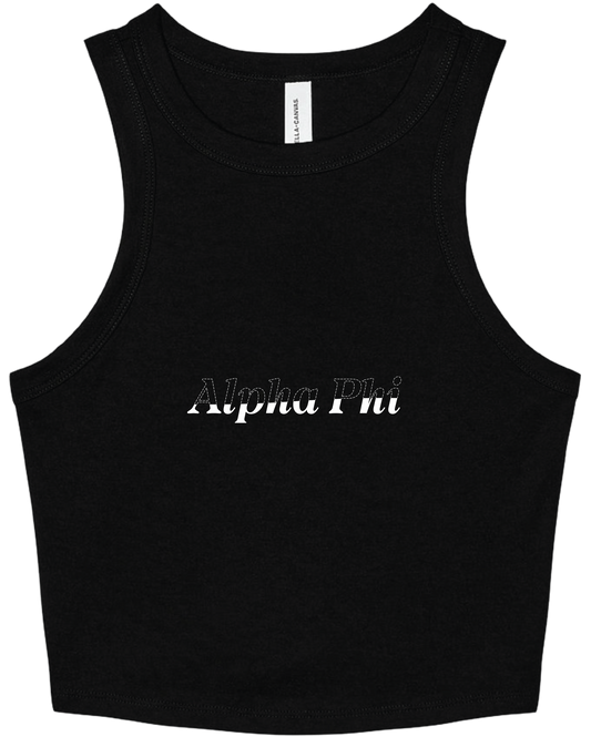 Alpha Phi Stitched Outline Cropped Tanks