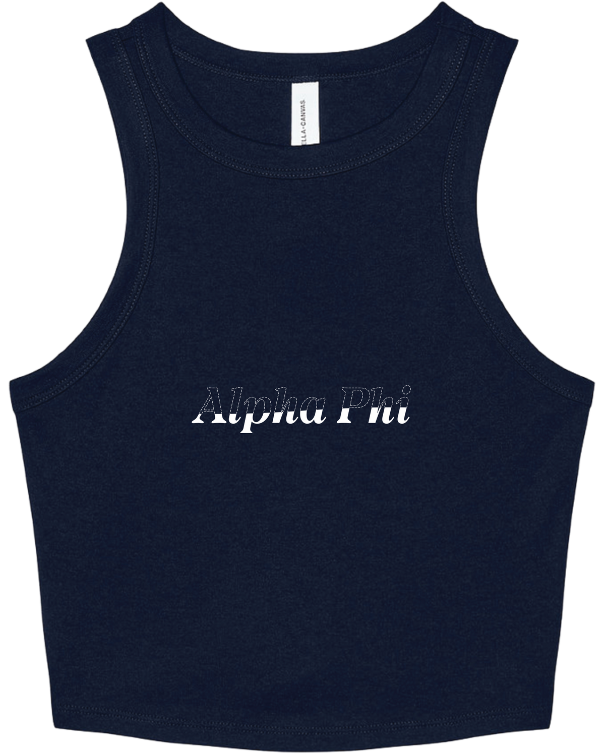 Alpha Phi Stitched Outline Cropped Tanks