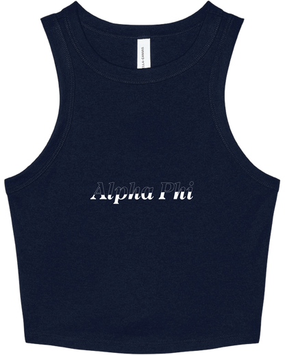 Alpha Phi Stitched Outline Cropped Tanks